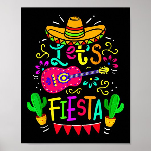 Lets Fiesta Cinco de Mayo Mexican Party Guitar Lov Poster (Voorkant)
