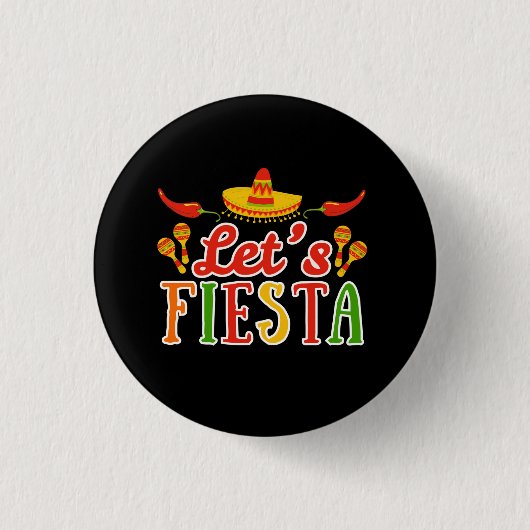 Let's Fiesta Cinco de Mayo Ronde Button 3,2 Cm (Voorkant)