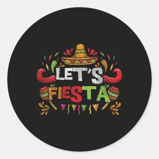 Lets Fiesta Cinco de Mayo Ronde Sticker (Voorkant)