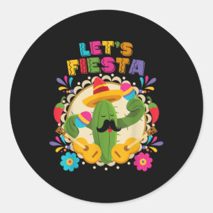 Lets Fiesta Cinco De Mayo With Guitar Cactus Sombr Ronde Sticker