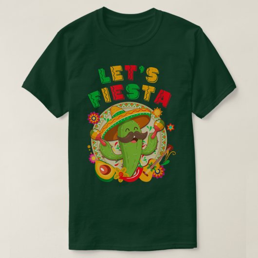Lets Fiesta Cinco De Mayo With Guitar Cactus Sombr T-shirt (Design voorkant)