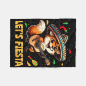 Lets Fiesta Fox Sombrero Cinco de Mayo Mexicaans K Fleece Deken (Voorkant (Horizontaal))