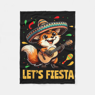 Lets Fiesta Fox Sombrero Cinco de Mayo Mexicaans K Fleece Deken