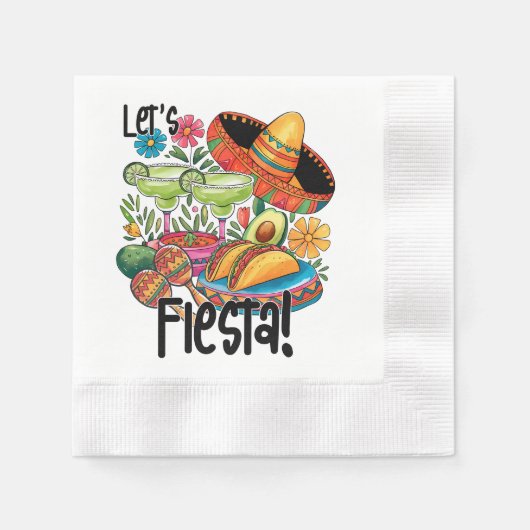 Let's Fiesta Fun Taco Margarita Sombre Paper Napki Servet (Voorkant)