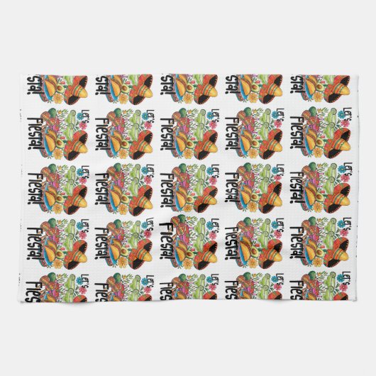 Let's Fiesta! Fun Tacos and Margarita Lover Theedoek (Horizontaal)