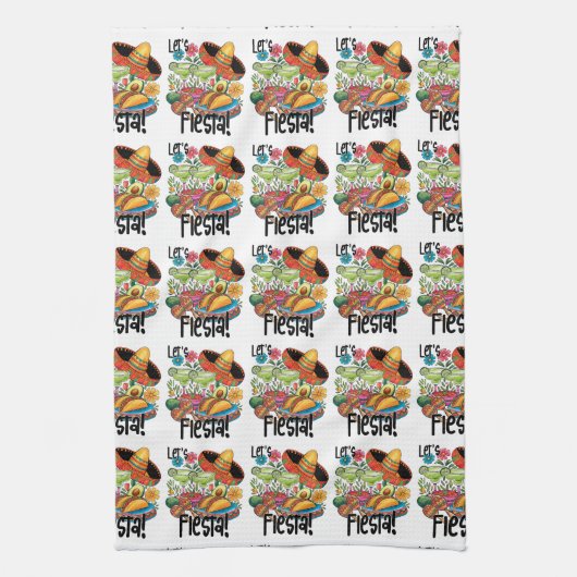 Let's Fiesta! Fun Tacos and Margarita Lover Theedoek (Verticaal)