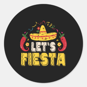 Lets Fiesta Funny Cinco de Mayo Mexicaans Ronde Sticker