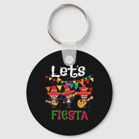 Let's Fiesta Funny Cinco De Mayo Mexicaanse Mariac Sleutelhanger (Voorkant)