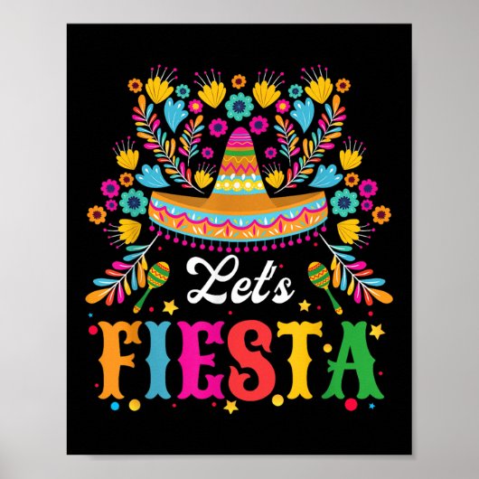 Lets Fiesta Funny Cinco de Mayo Vrouwen Mannen Kin Poster (Voorkant)
