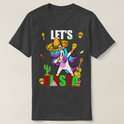 LET'S FIESTA grappig mexican unicorn mexico cinco T-shirt (Design voorkant)