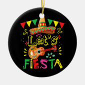 Lets Fiesta Guitar Cactus Sombrero Mexico Cinco Keramisch Ornament (Voorkant)