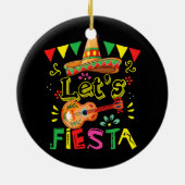 Lets Fiesta Guitar Cactus Sombrero Mexico Cinco Keramisch Ornament (Achterkant)