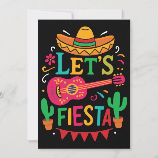 Let's Fiesta - Heldere Mexicaanse feeststijl Kaart (Voorkant)