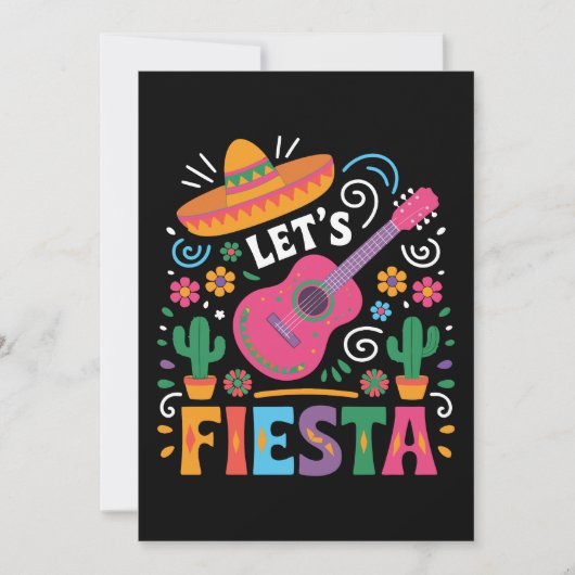 Let's Fiesta - Heldere Mexicaanse feeststijl Kaart (Voorkant)