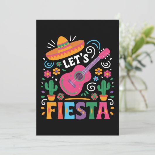 Let's Fiesta - Heldere Mexicaanse feeststijl Kaart (Staand voorkant)