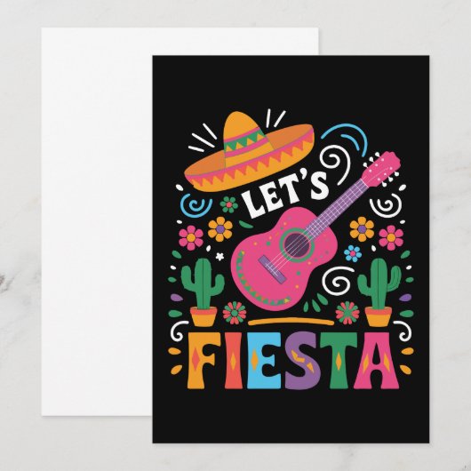 Let's Fiesta - Heldere Mexicaanse feeststijl Kaart (Voorkant / Achterkant)