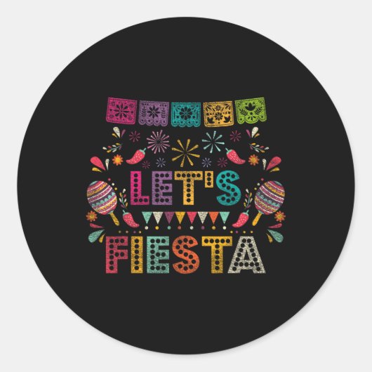 Lets Fiesta Mexico Ronde Sticker (Voorkant)