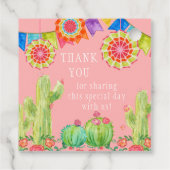 Lets Fiesta Quinceanera Party Waterverf Cactus Bedankjes Labels (Achterkant)