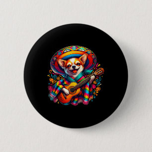 Lets Fiesta Schattige Chihuahua Spelen Gitaar Cinc Ronde Button 5,7 Cm