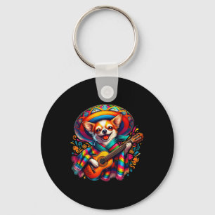 Lets Fiesta Schattige Chihuahua Spelen Gitaar Cinc Sleutelhanger