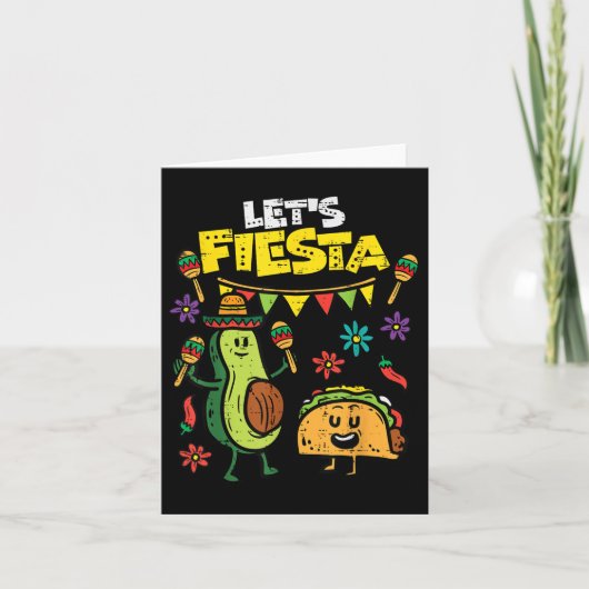 Lets Fiesta Taco Avocado Funny Cinco de Mayo Mexic Kaart (Voorkant)