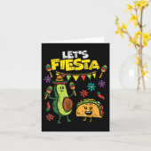 Lets Fiesta Taco Avocado Funny Cinco de Mayo Mexic Kaart (Gele Bloem)
