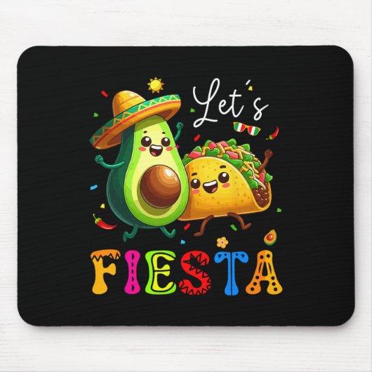 Lets Fiesta Taco Avocado Funny Cinco de Mayo Mexic Muismat (Voorkant)