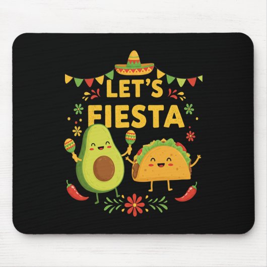 Lets Fiesta Taco Avocado Funny Cinco de Mayo Mexic Muismat (Voorkant)
