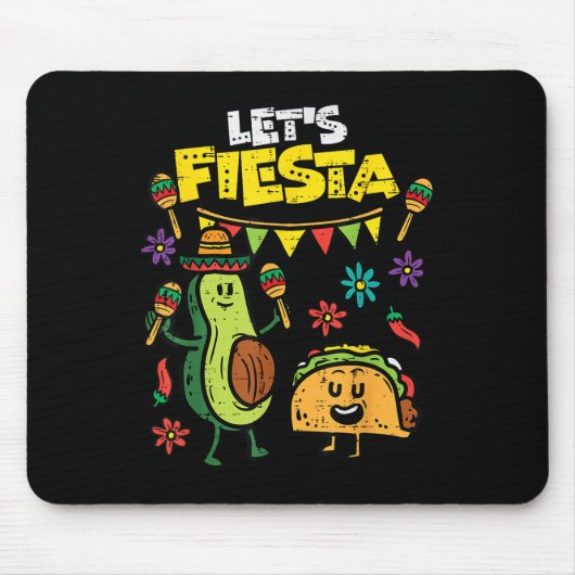 Lets Fiesta Taco Avocado Funny Cinco de Mayo Mexic Muismat (Voorkant)
