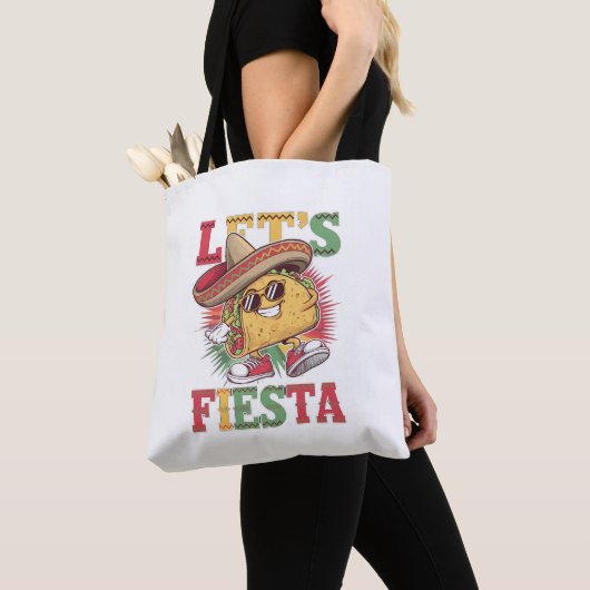 Let's Fiesta Taco Design Fun Cinco de Mayo Mexicaa Tote Bag (Dichtbij)
