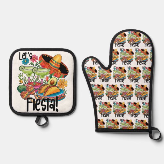 "Let's Fiesta!" Tacos & Margaritas Ovenwant & Pannenlap Set (Voorkant)