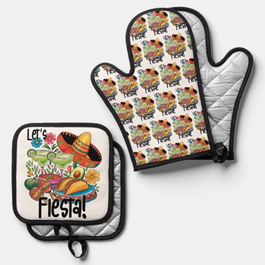 "Let's Fiesta!" Tacos & Margaritas Ovenwant & Pannenlap Set (Voorkant / Achterkant)