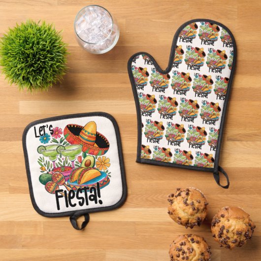 "Let's Fiesta!" Tacos & Margaritas Ovenwant & Pannenlap Set (Top down)