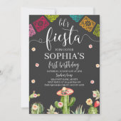 Let's Fiesta Verjaardag Uitnodiging Zwart (Voorkant)