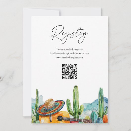 Let's Fiesta Waterverf QR Code Vrijgezellenfeest Kaart (Achterkant)