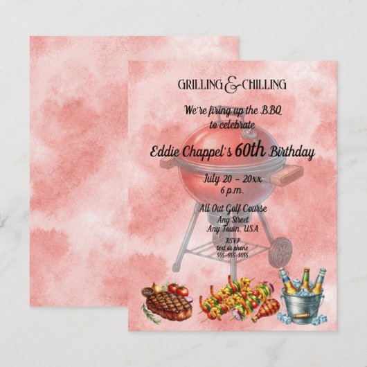 Let's Fire Up the Grille 60th Birthday Invitation Kaart (Voorkant / Achterkant)