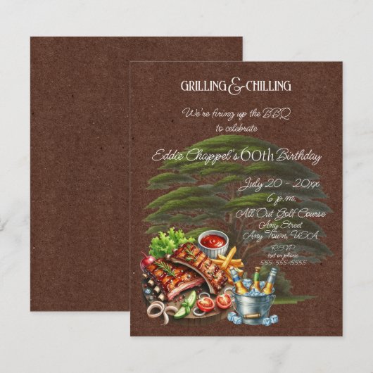 Let's Fire Up the Grille 60th Birthday Invitation Kaart (Voorkant / Achterkant)