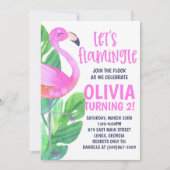 Let's Flamingle! Birthday Party Invitation Kaart (Voorkant)