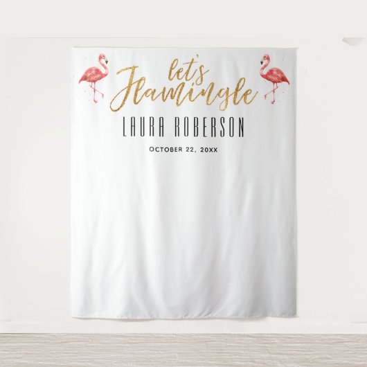 Let's Flamingle Bruidsfeest Achtergrond Wandkleed (Voorkant)