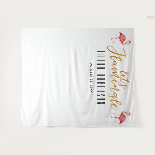 Let's Flamingle Bruidsfeest Backdrop Wandkleed (Voorkant (horizontaal))