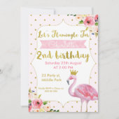 Let's Flamingle Floral 2nd Birthday Invitation Kaart (Voorkant)