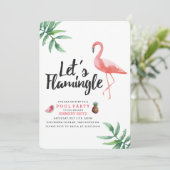 Let's Flamingle Pool Party Invitation Kaart (Staand voorkant)