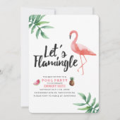 Let's Flamingle Pool Party Invitation Kaart (Voorkant)