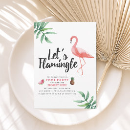 Let's Flamingle Pool Party Invitation Kaart