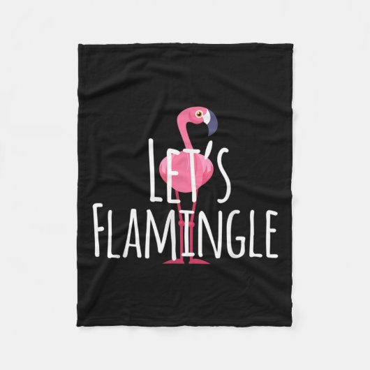 Lets Flamingle Quote - Schattigee Flamingo Graphic Fleece Deken (Voorkant)