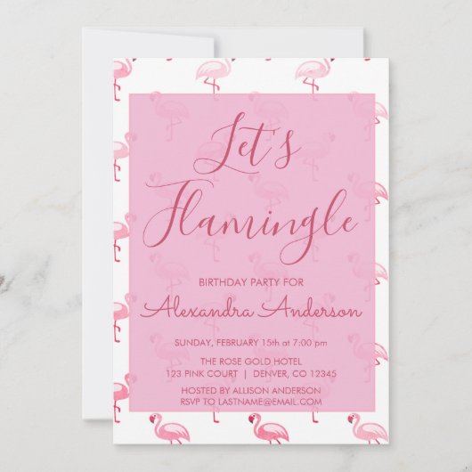 Let's Flamingle - Roze Flamingo Zomer Verjaardag Kaart (Voorkant)