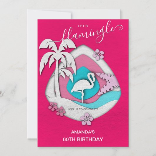 Let's Flamingle Tropical Flamingo 60th Birthday Kaart (Voorkant)