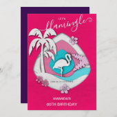 Let's Flamingle Tropical Flamingo 60th Birthday Kaart (Voorkant / Achterkant)
