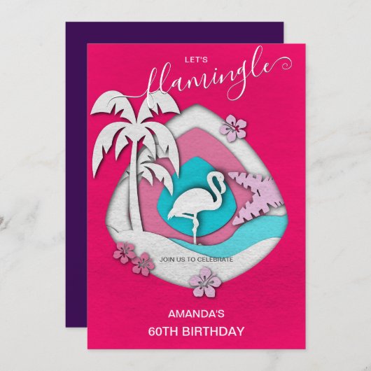 Let's Flamingle Tropical Flamingo 60th Birthday Kaart (Voorkant / Achterkant)