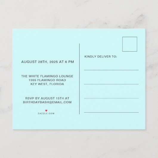 Let's Flamingle Tropical Flamingo 60th Birthday Uitnodiging Briefkaart (Achterkant)